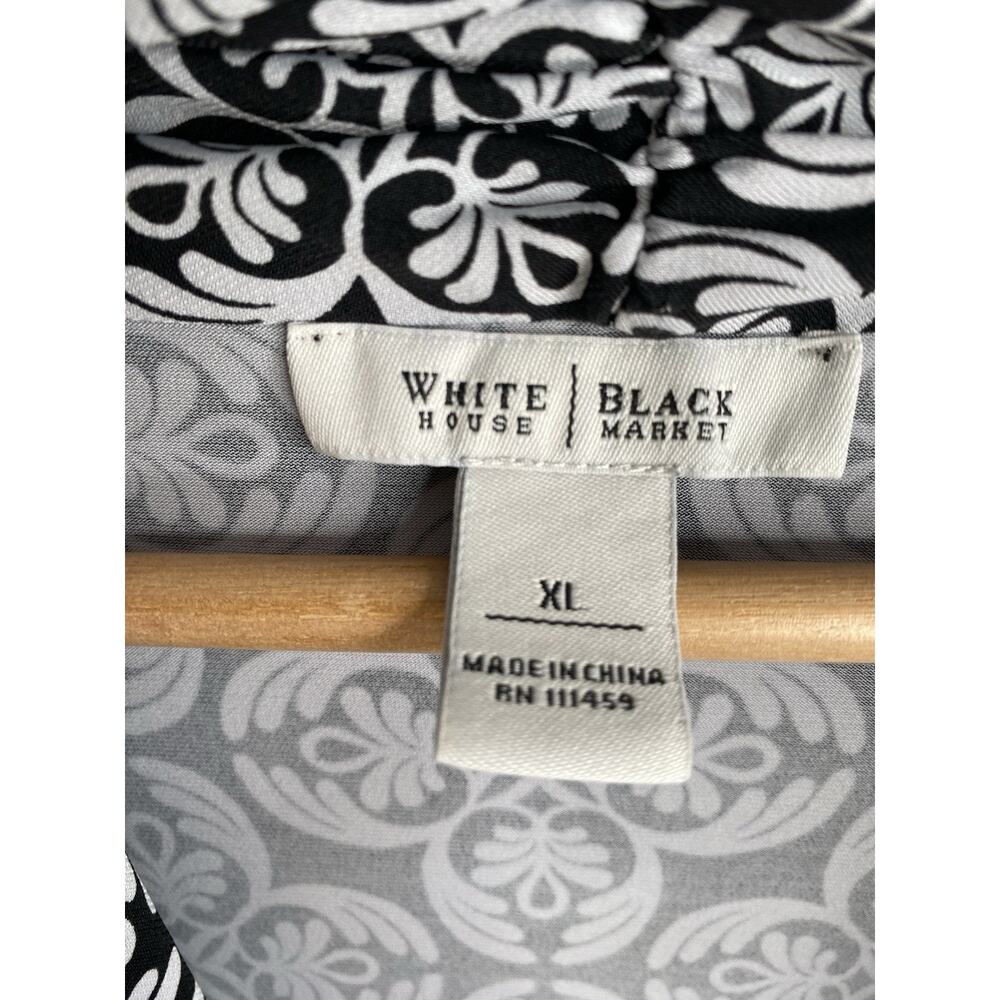 White House Black Market Women's Black & White Medallion Cowl Neck Sleeveless XL - Picture 4 of 6